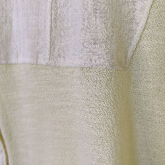 NEW Lucky Brand Woven Gauze Mixed Shirt  Short Sleeve lemon yellow small @i - Picture 13 of 15